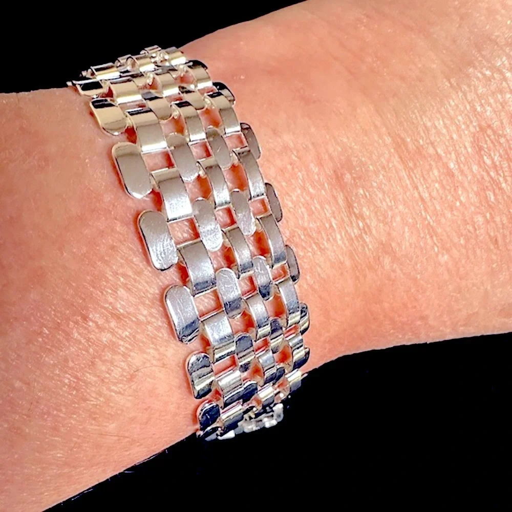 Stunning Wide 20mm Thick sterling filled Gate link bracelet